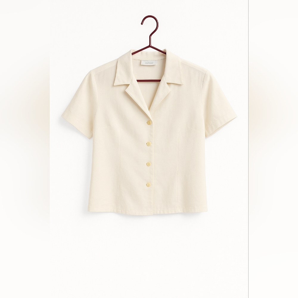 Pursuits 100% Silk Short Sleeve Button-Up Blouse - Size S